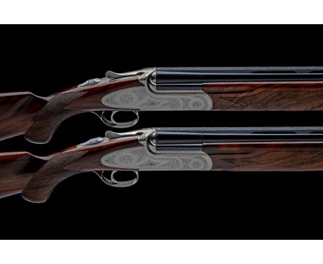 FAUSTI A PAIR OF MUFFOLINI-ENGRAVED 12-BORE 'ITALYCO SLX' ROUNDED BAR SIDEPLATED SINGLE-TRIGGER OVER AND UNDER EJECTORS, seri