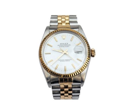 ROLEX A SELF-WINDING 'DATEJUST' STAINLESS STEEL AND GOLD CHRONOMETER WRISTWATCH, reference 16013, serial no 9170611, for 1986