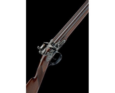 JOSEPH MANTON, LONDON A CASED 20-BORE FLINTLOCK DOUBLE-BARRELLED SPORTING GUN WITH GRAVITATIONAL STOPS, serial no. 5671, for 