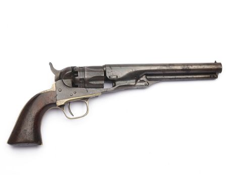 AN UNSIGNED .36 PERCUSSION COLT 1862 POLICE REVOLVER, serial no. 2257, for first year of production, 1861, with blued round u