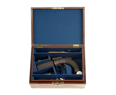 A 50-BORE PERCUSSION PEPPERBOX REVOLVER SIGNED W. RICHARDS, LONDON, no visible serial number, in a later case, the revolver c