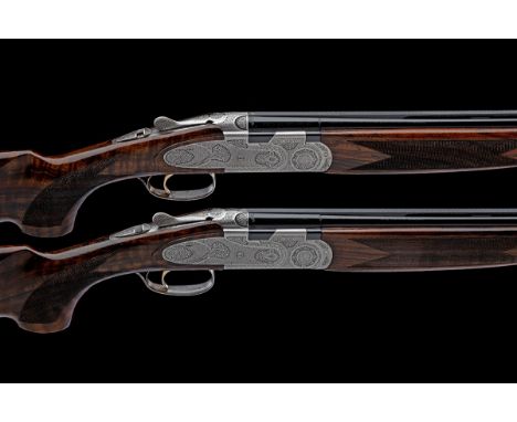 P. BERETTA - A PAIR OF 28-BORE '687 EELL DIAMOND PIGEON' SINGLE-TRIGGER SIDEPLATED OVER AND UNDER EJECTORS, serial no. R38250