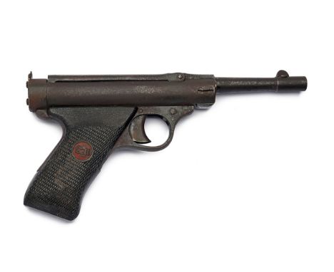 A RARE .177 VENUS WAFFENWERK TELL 3 AIR PISTOL, serial no. 440, one of only a small number produced circa 1937, with round ta