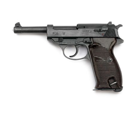 A 9mm (PARA) WALTHER P38 WARTIME SEMI-AUTOMATIC SERVICE PISTOL CODED FOR MAUSER, serial no. 4477L,dated for 1943, with expose