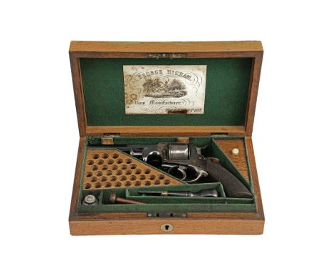 A CASED .380 (RIMFIRE) FIVE-SHOT REVOLVER SIGNED HIGHAM, WARRINGTON, serial no. 2136, No. 2136 possibly a patent use number, 