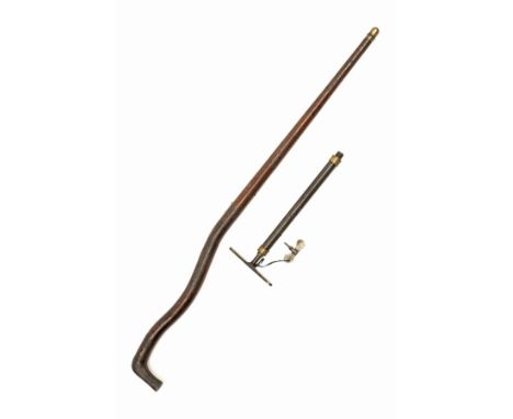 A 54 &amp; 140-BORE COMBINATION PNEUMATIC CRANKED RESERVOIR AIR CANE, UNSIGNED, no visible serial number, with pump and key, 