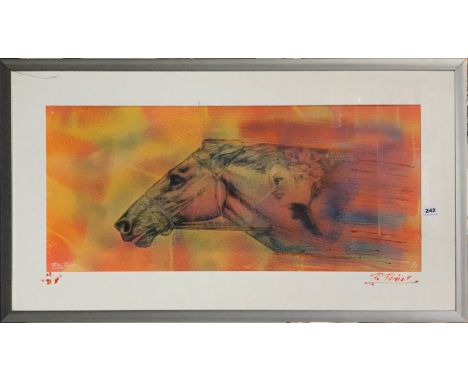 Pietro Psaier (Italian 1936-2004) signed limited edition 4/25 lithograph from a dry point with hand pulled silk screen and wa