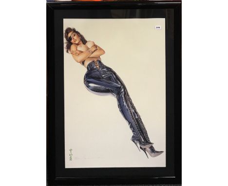 Hajime Sorayama (Japanese Illustrator 1947 - ), large lithograph entitled 'Eye Patch', framed size 87 x 118cm.