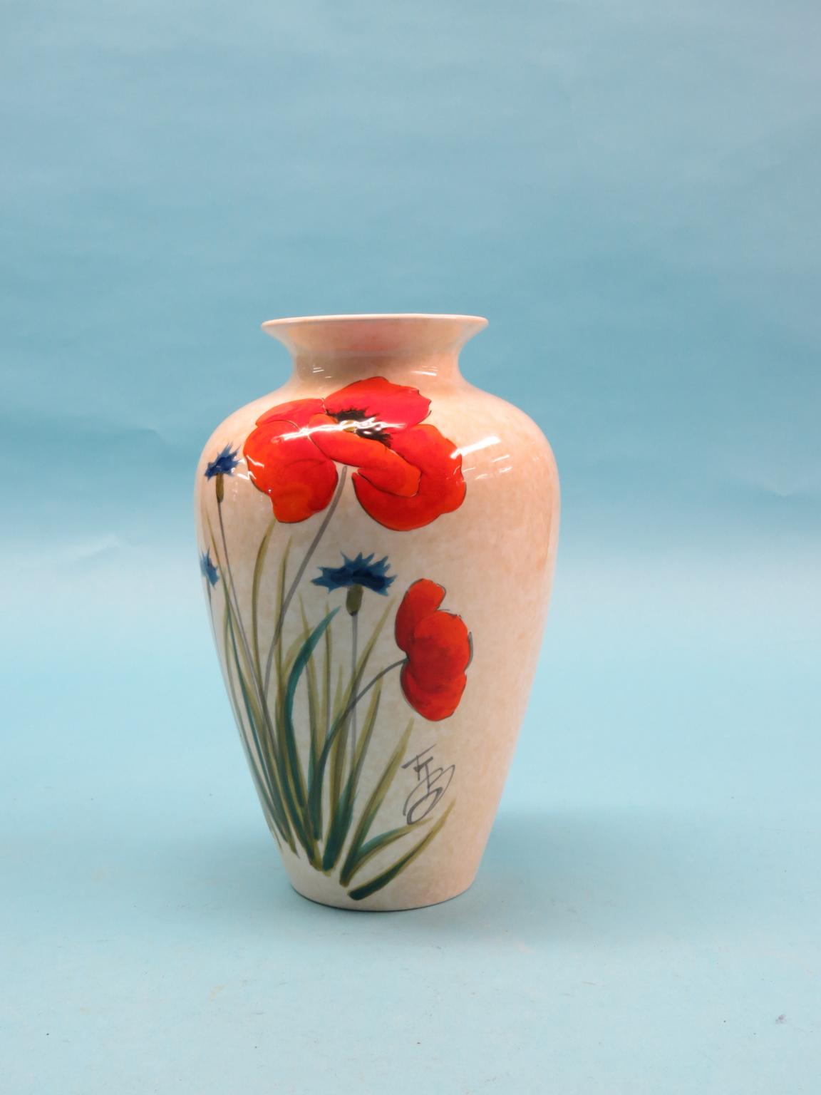 Contemporary ceramics, Poole pottery African Sky plaque and vase, large