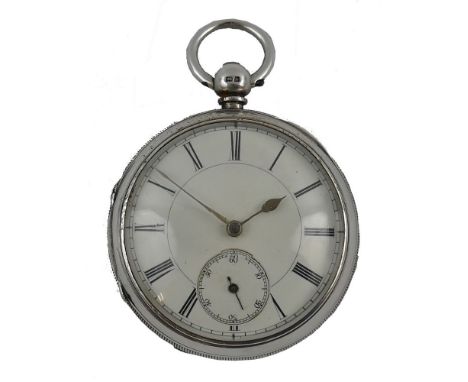 E Wise Manchester - silver open face verge pocket watch, Chester 1900, the white enamel two part dial with subsidiary seconds