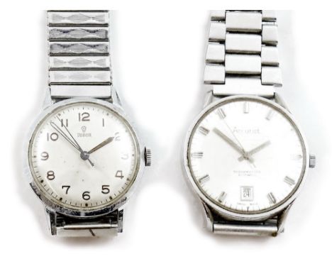 Tudor - a gentleman's stainless steel manual wind wristwatch, ref 1187/94, circa 1951, the off white dial with gilt Arabic nu