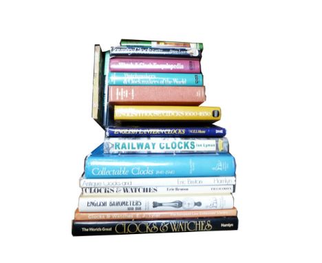 Seventeen books of horological interest, including G.H. Baillie's Watchmaker's and Clockmaker's of the World; W.F.J. Hana's E