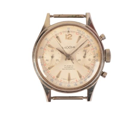 LUXOR CHRONOGRAPH: A GENTLEMAN'S STAINLESS STEEL WRISTWATCHwith manual wind movement, the silver dial with double subsidiary 