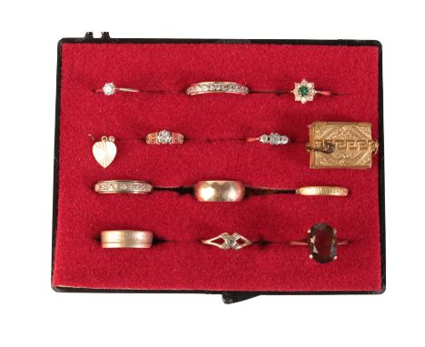 A COLLECTION OF GEM-SET AND GOLD RINGSincluding a diamond solitaire ring in 18ct gold, set with an old European-cut diamond o