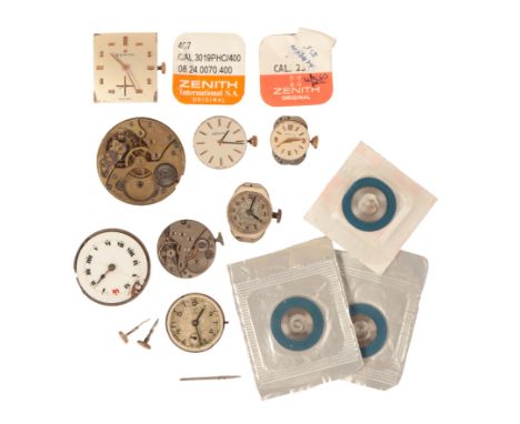 ROLEX WATCH PARTSincluding movements, two Tudor movements and various Zenith movements (a lot)