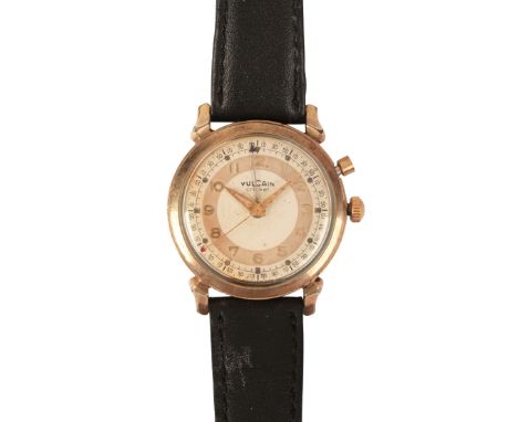 VULCAIN CRICKET: A GENTLEMAN'S GOLD-PLATED WRISTWATCHwith manual wind movement, the two-tone champagne and silver-coloured di