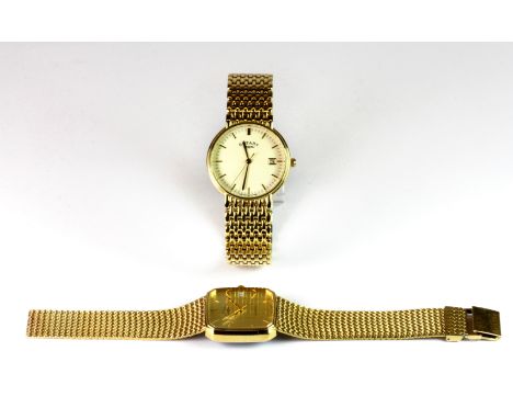 Two boxed Rotary gold plated wrist watches (one strap a/f).