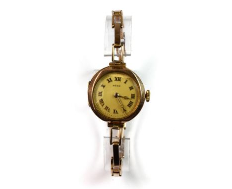 A lady's vintage 9ct yellow gold (stamped 375) wristwatch.