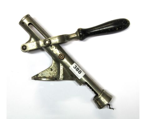 A vintage bar top wine bottle corkscrew, L. 29cm.