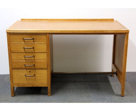 A vintage oak desk, 121 x 61cm.