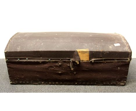 An early canvas covered cabin trunk, W. 84cm, H. 32cm.