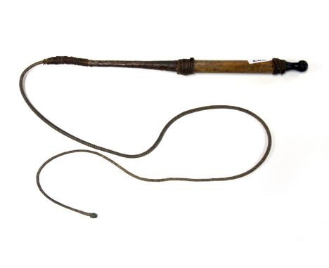 A rare 19th century otter hunting beagle whip with whistle end.