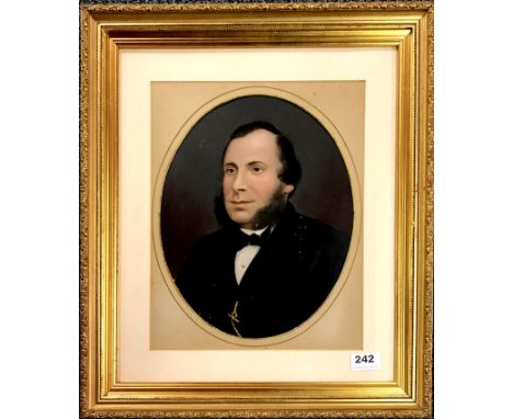 A gilt framed hand finished 19th century photograph portrait of a gentleman, 44 x 50cm.