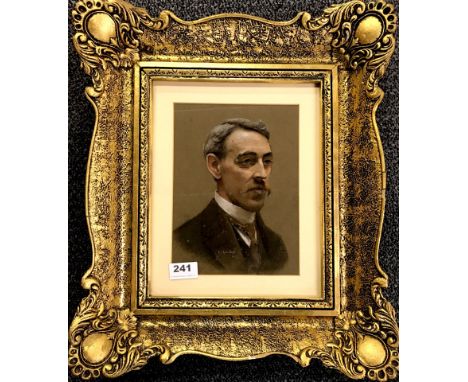 A gilt framed pastel portrait of a gentleman signed E J Lambert 1915, for Edwin J Lambert. Ex. 1881 - 1928 with accompanying 