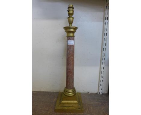 An Italian brass and marble table lamp base 