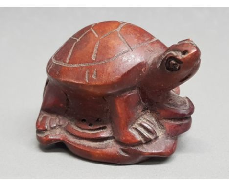 Finely carved hardwood netsuke depicting Tortoise