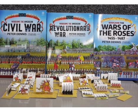 Wargame by Peter Dennis, 3 army books (photocopy your own army) includes.the American Civil war, Revolutionary war &amp; wars