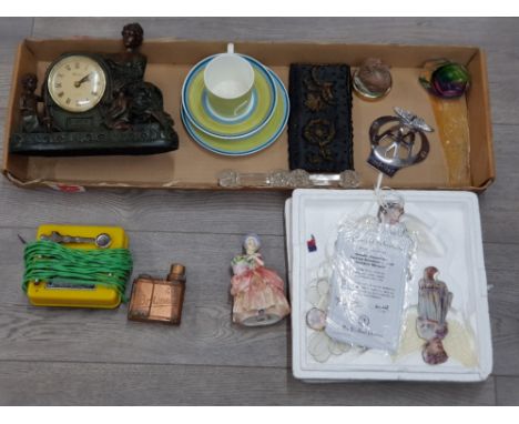 Morse code machine, digital Windsor quartz clock with mother and children, an early Britinol blow torch, susie cooper for wed