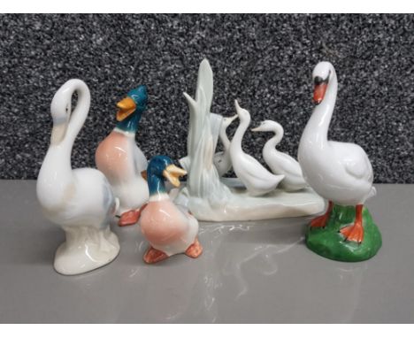 Nao by Lladro 3 geese ornament plus 4 more ducks &amp; swans by different makers