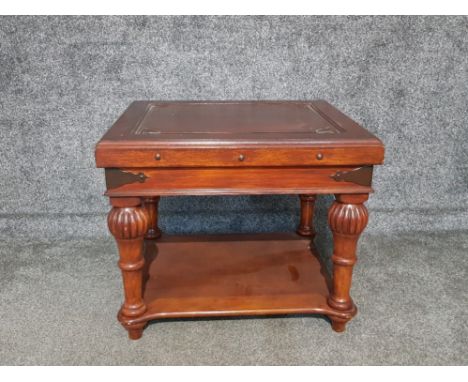 Solid mahogany 2 tier  lamp table 70cm by 60cm by 61