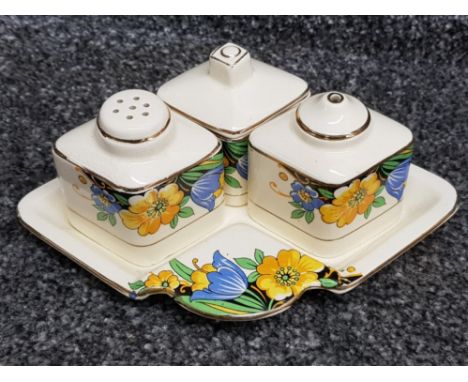 Crownford Art Deco 4 piece cruet set