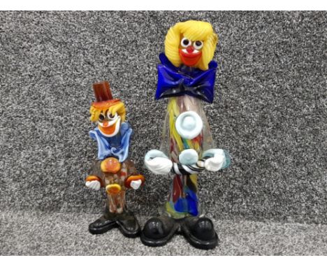 Two vintage Murano art glass clown figures, heights 33cm &amp; 23.5cm