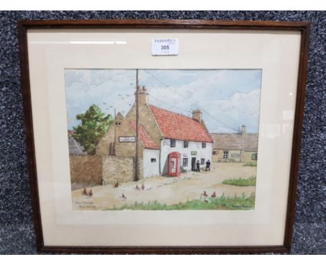 A watercolour by Irene Robson "Post Office Holy Island" signed inscribed and dated 1941 21.5 x 28.