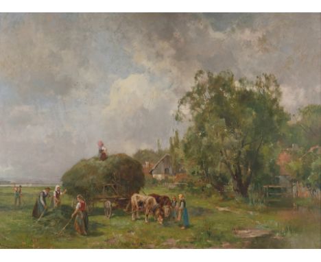 Heinisch, Karl Adam (Neustadt/Schlesien 1847 - 1923 München),"Heuernte", Öl auf Leinwand, signiert und bezeichnet unten recht