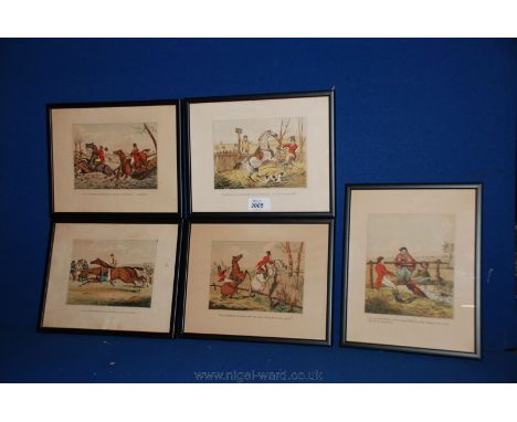 Five coloured Etchings including four being hunting scenes -  ''Ideas, Accidental and Incidental to Hunting and other Sport''