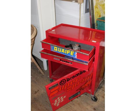 A metal tool chest and contents, postage unavailable 