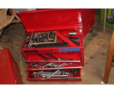 A metal tool chest and contents, postage unavailable 