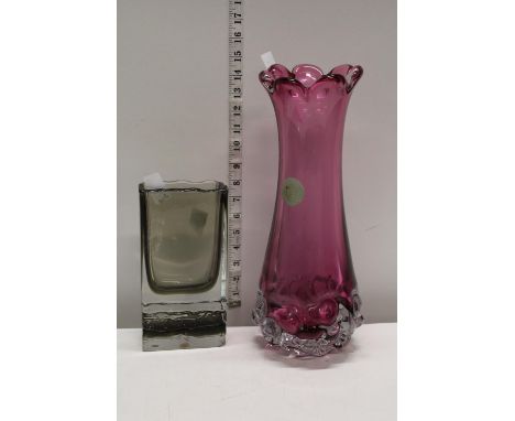 A Murano Italian studio glass vase and a Beranek Czech studio glass vase (Slight chip to corner) 