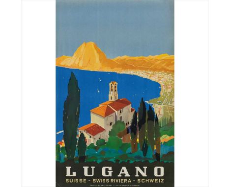DANIELE BUZZI (1890-1974) LUGANO lithograph, 1945, condition A-; not backed (Dimensions: 102cm x 64cm (40in x 25in)) (Qty: 1)