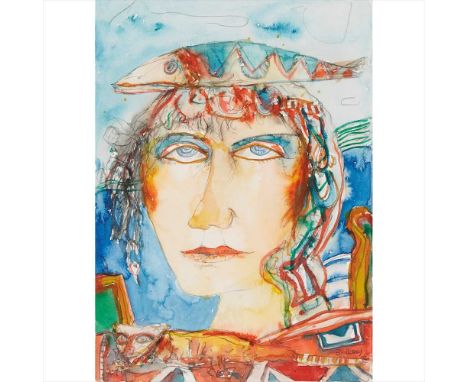 § John Bellany C.B.E., R.A. (Scottish 1942-2013) Sea Portrait Signed, pencil and watercolour (Dimensions: 38cm x 27cm (15in x