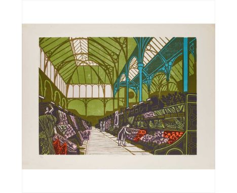 § Edward Bawden C.B.E., R.A. (British 1903-1989) Covent Garden Flower Market Linocut, 32/75, signed, inscribed and numbered i