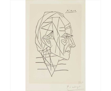 § PABLO PICASSO (SPANISH 1881-1973)  PORTRAIT OF PAUL ELUARD Lithograph, signed and numbered 81/100 in pencil to margin, also