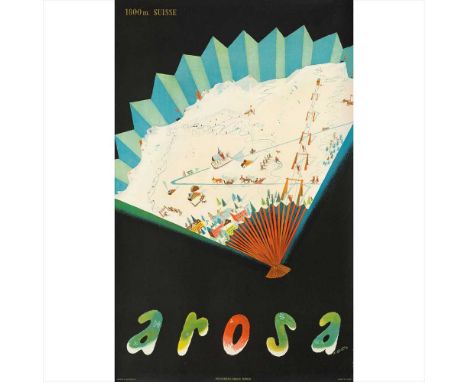 ALOIS CARIGIET (1902-1985) AROSA lithograph, 1938, condition A; not backed, together with 'Arosa' by Rutz (Dimensions: 102cm&