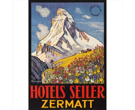FRANCOIS GOS (1880-1942) HOTELS SEILER, ZERMATT lithograph, 1932, condition B+/A-; backed on linen (Dimensions: 127cm x 90cm 