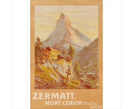 FRANCOIS GOS (1880-1942) ZERMATT lithograph, 1904, condition A-; backed on linen (Dimensions: 95cm x 70cm (41in x 27.5in)) (Q