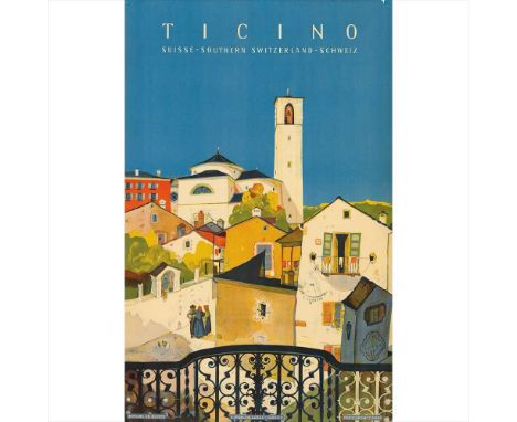 DANIELE BUZZI (1890-1974) TICINO lithograph, 1943, condition A-; not backed, together with 'Ascona' by Anderegg (Dimensions: 